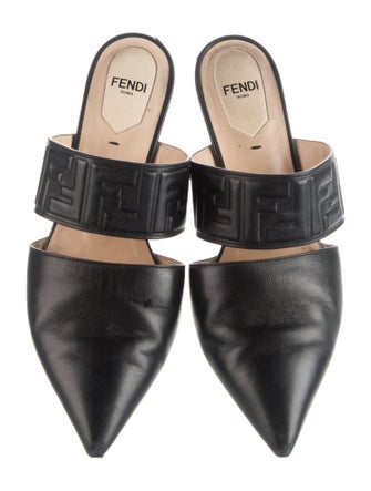 Fendi Zucca FF Logo Leather Mules