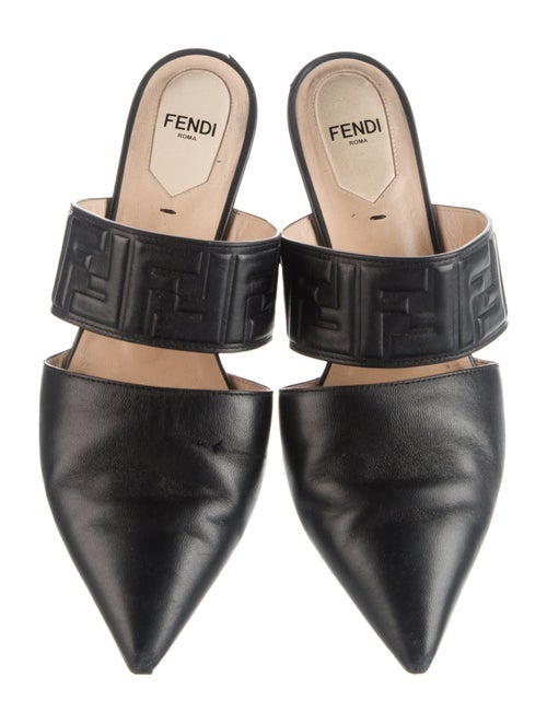 Fendi Zucca FF Logo Leather Mules