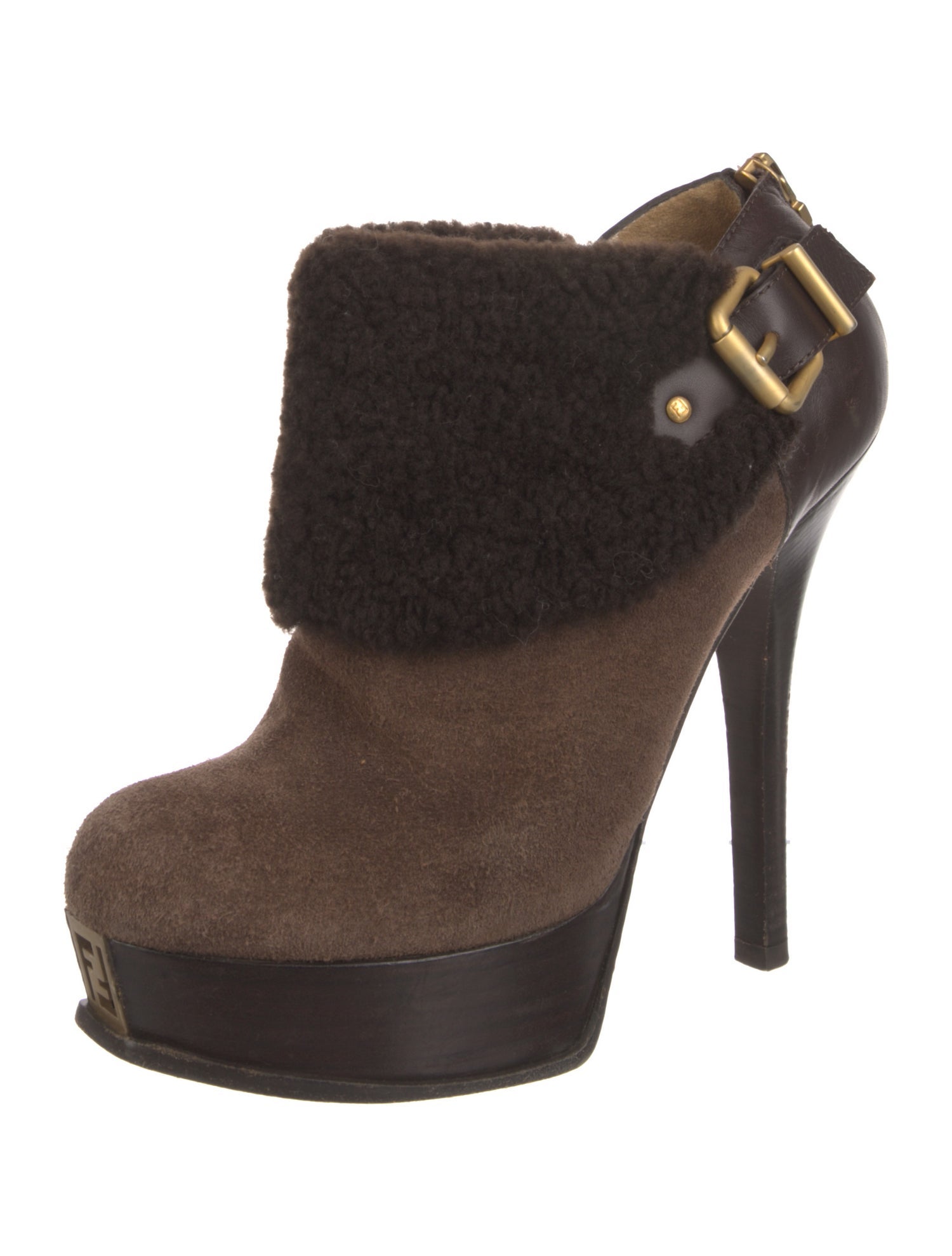 Fendi Suede Colorblock Pattern Slingback Pumps