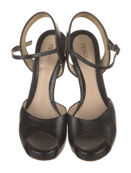 Fendi Zucca FF Logo Leather Slingback Sandals
