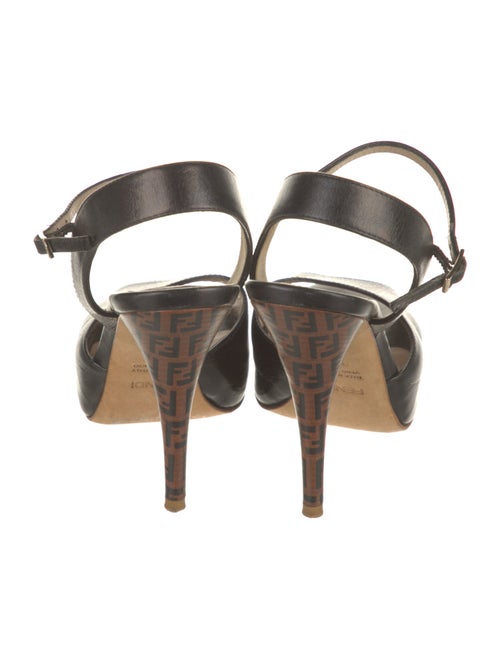 Fendi Zucca FF Logo Leather Slingback Sandals