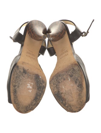 Fendi Zucca FF Logo Leather Slingback Sandals