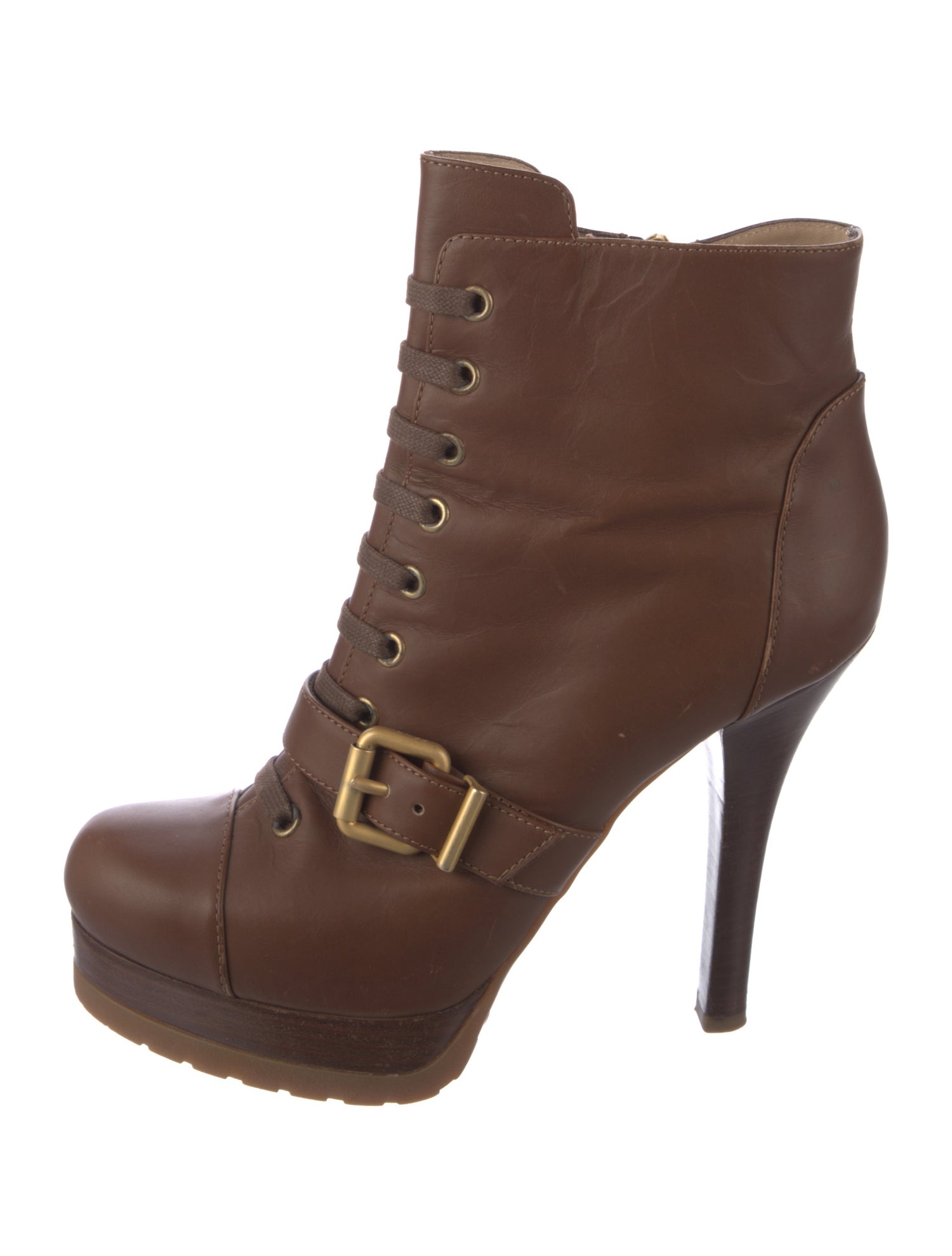 Fendi Leather Lace-Up Boots