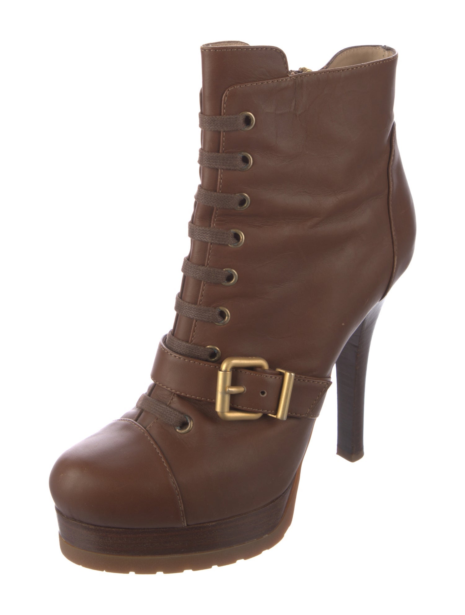 Fendi Leather Lace-Up Boots