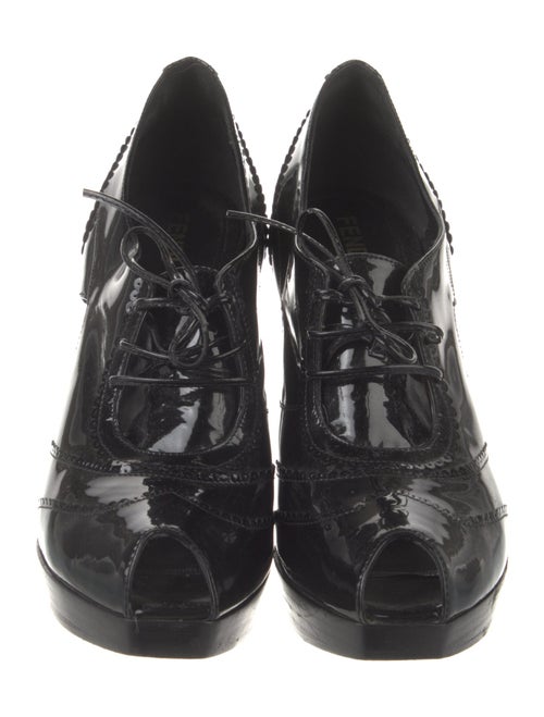 Fendi Patent Leather Cutout Accent Slingback Pumps