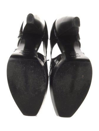 Fendi Patent Leather Cutout Accent Slingback Pumps