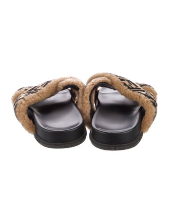 Fendi Zucca FF Logo Leather Slides