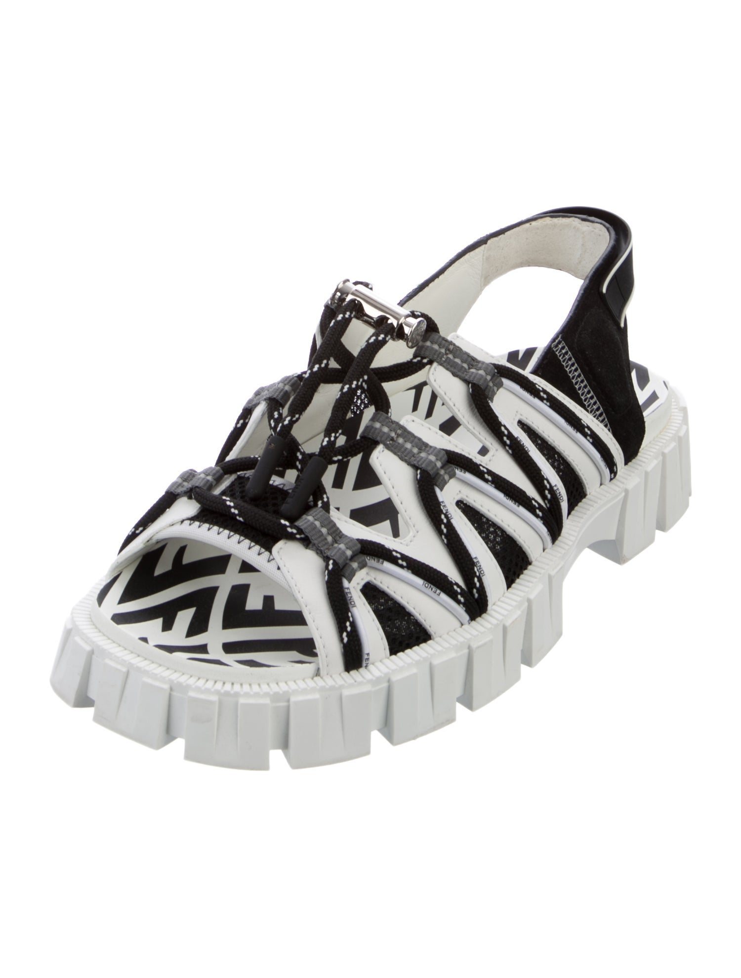 Fendi Leather Striped Sandals