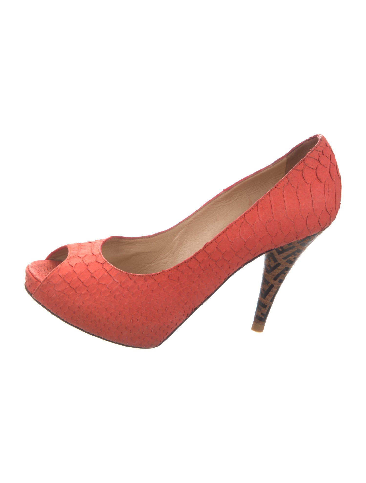 Fendi Zucca FF Logo Python Pumps