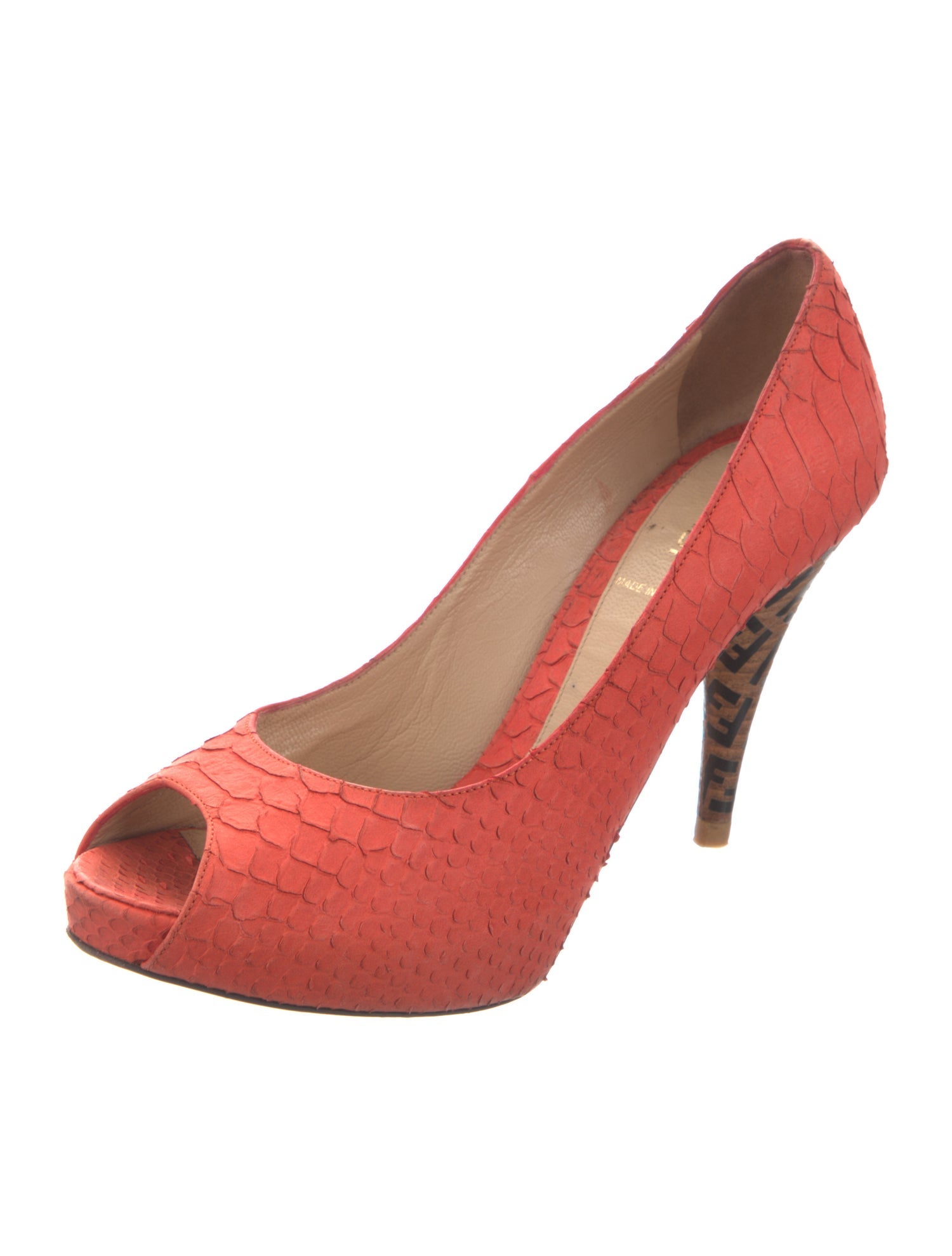 Fendi Zucca FF Logo Python Pumps