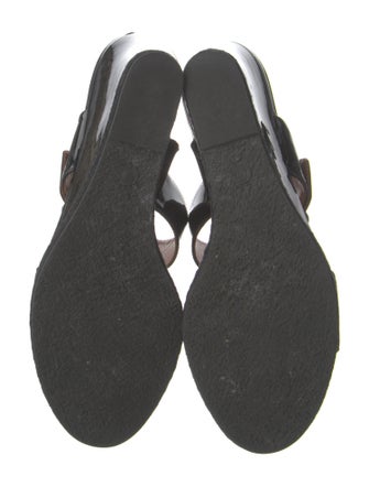 Fendi Zucca FF Logo Patent Leather Slides