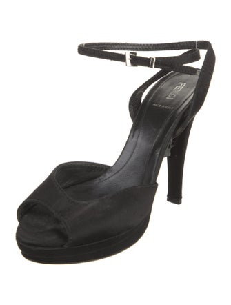 Fendi Zucca FF Logo Satin Sandals