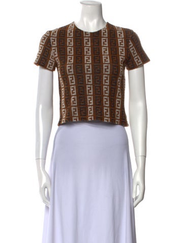 Fendi Tops Printed Crew Neck Crop Top Us6, It42 | M