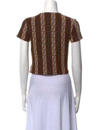 Fendi Printed Crew Neck Crop Top