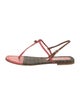 Fendi Zucca FF Logo Leather T-Strap Sandals