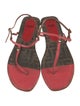Fendi Zucca FF Logo Leather T-Strap Sandals
