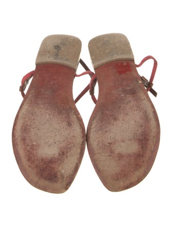 Fendi Zucca FF Logo Leather T-Strap Sandals