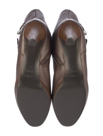 Fendi Leather Whipstitch Trim Moto Boots