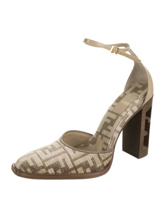 Fendi Zucca FF Logo Velvet D'Orsay Pumps