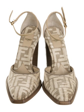 Fendi Zucca FF Logo Velvet D'Orsay Pumps