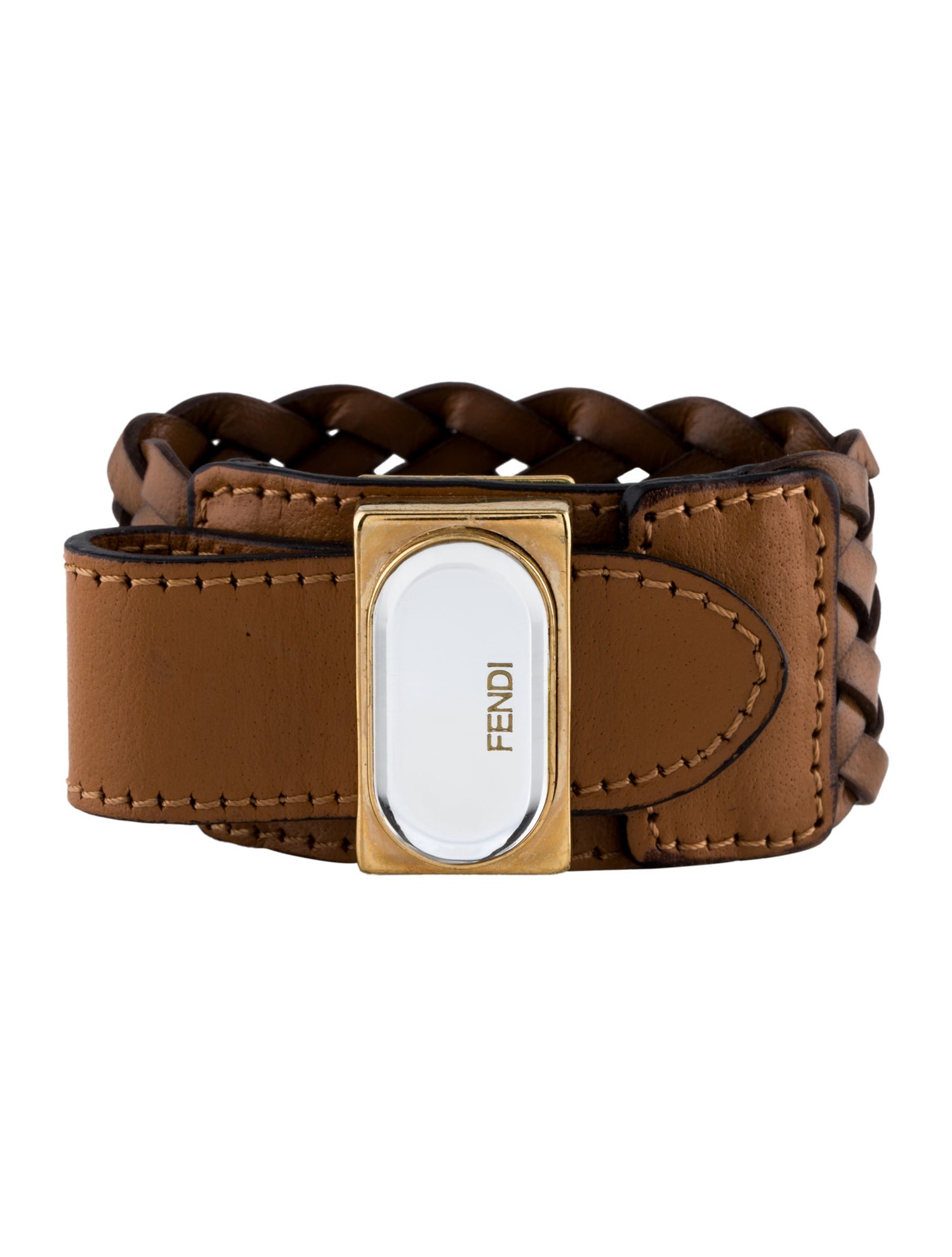 Fendi Leather Braided Wrap Bracelet