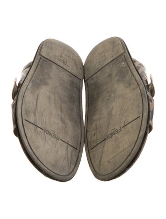 Fendi Zucca FF Logo Leather Slides