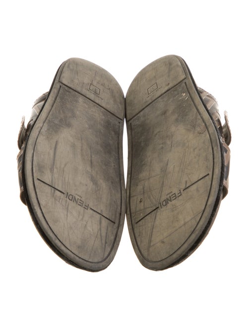 Fendi Zucca FF Logo Leather Slides