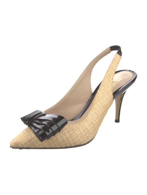 Fendi Raffia Colorblock Pattern Slingback Pumps