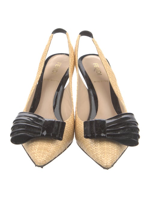 Fendi Raffia Colorblock Pattern Slingback Pumps
