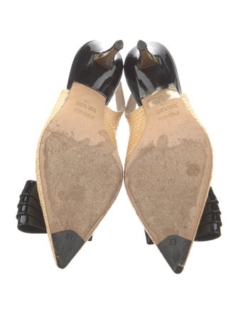 Fendi Raffia Colorblock Pattern Slingback Pumps