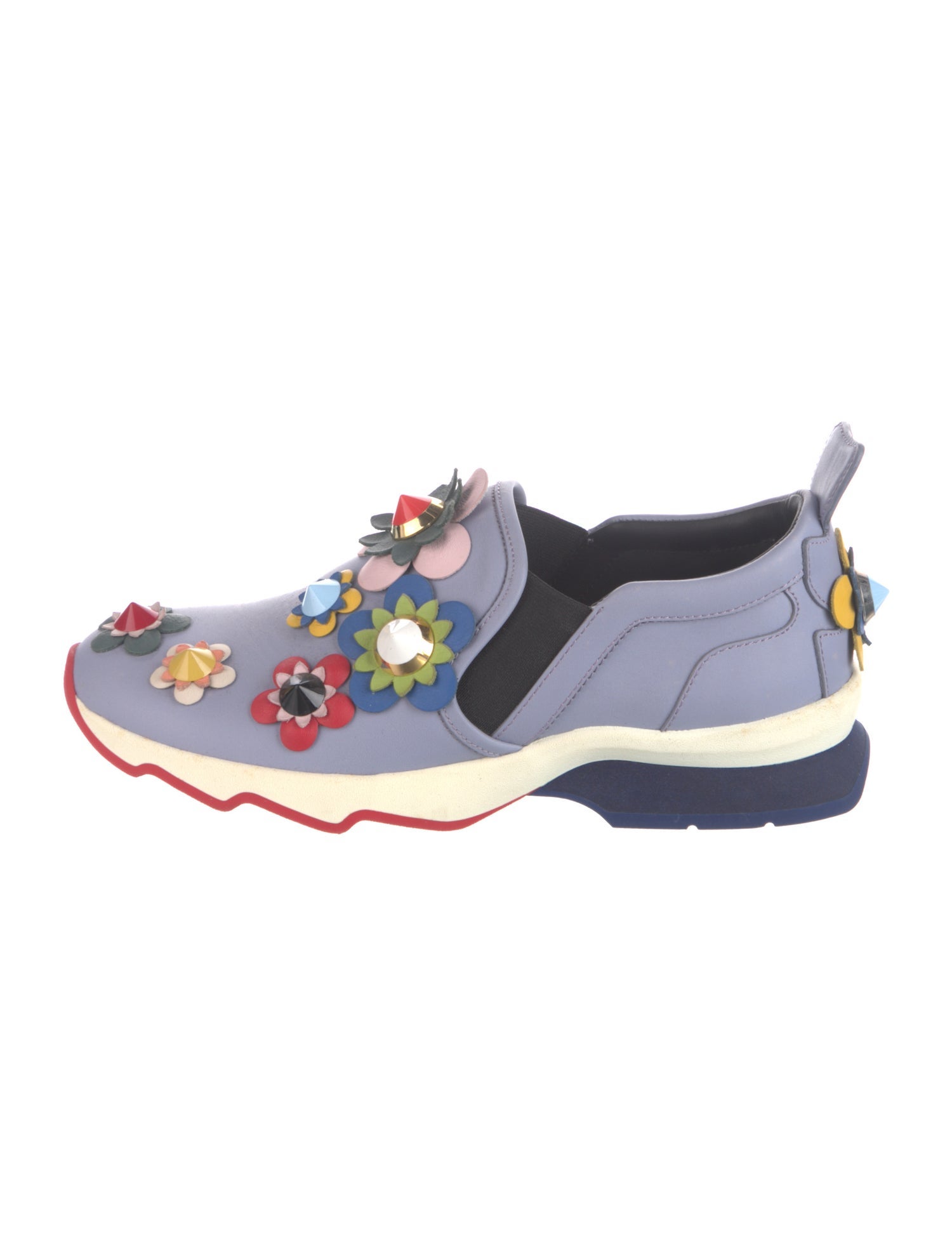 Fendi Flowerland Leather Sock Sneakers