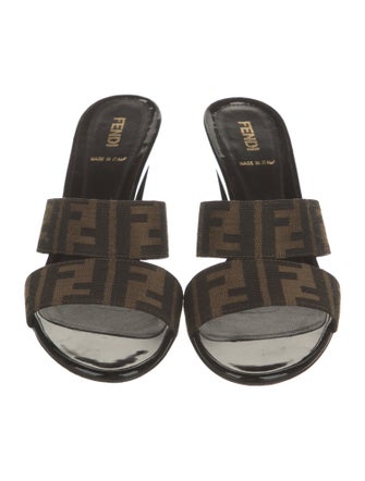 Fendi Zucca FF Logo Canvas Slides