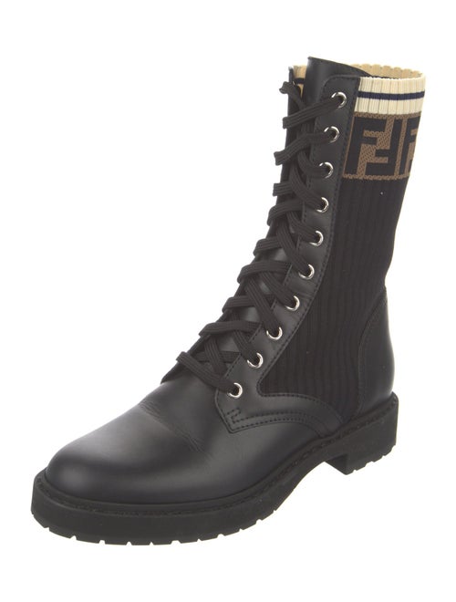 Fendi Zucca FF Logo Leather Combat Boots