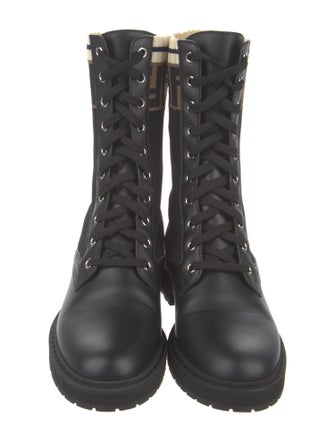 Fendi Zucca FF Logo Leather Combat Boots
