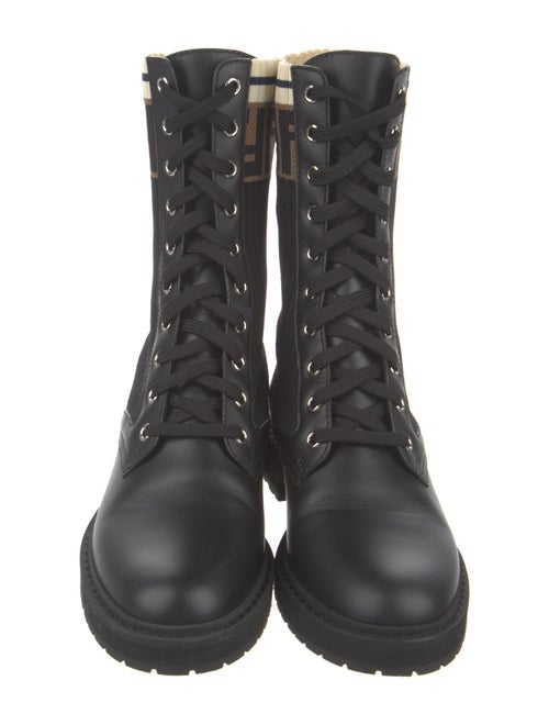 Fendi Zucca FF Logo Leather Combat Boots