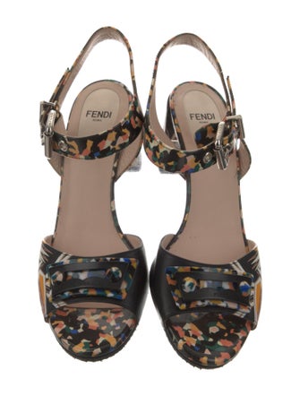 Fendi Leather Printed Sandals