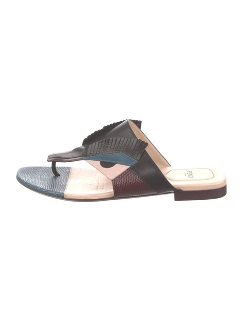 Fendi Monsters Motif Leather Slides