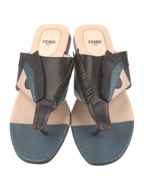 Fendi Monsters Motif Leather Slides