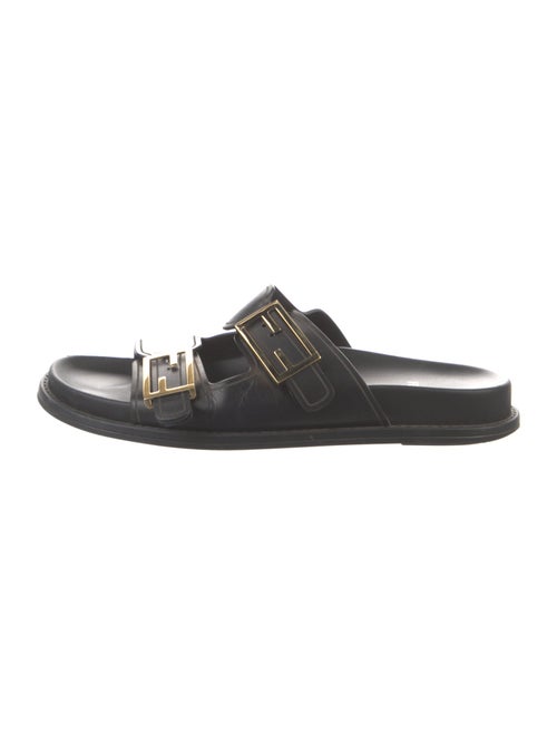 Fendi Zucca FF Logo Leather Slides