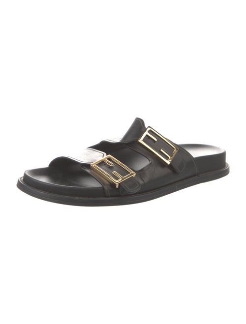 Fendi Zucca FF Logo Leather Slides