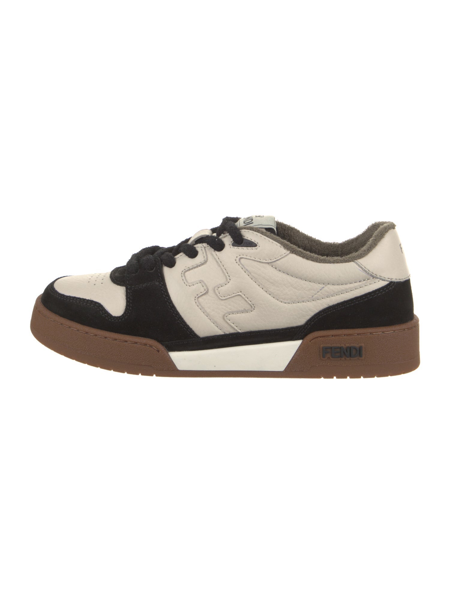 Fendi Leather Colorblock Pattern Sneakers