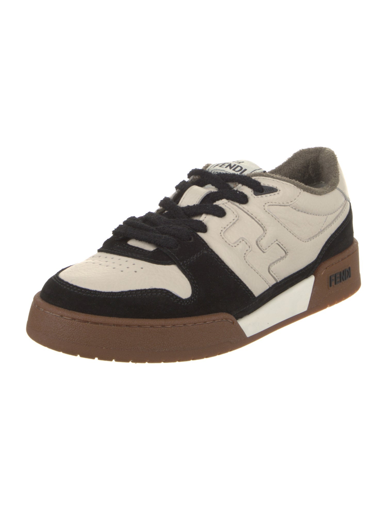 Fendi Leather Colorblock Pattern Sneakers