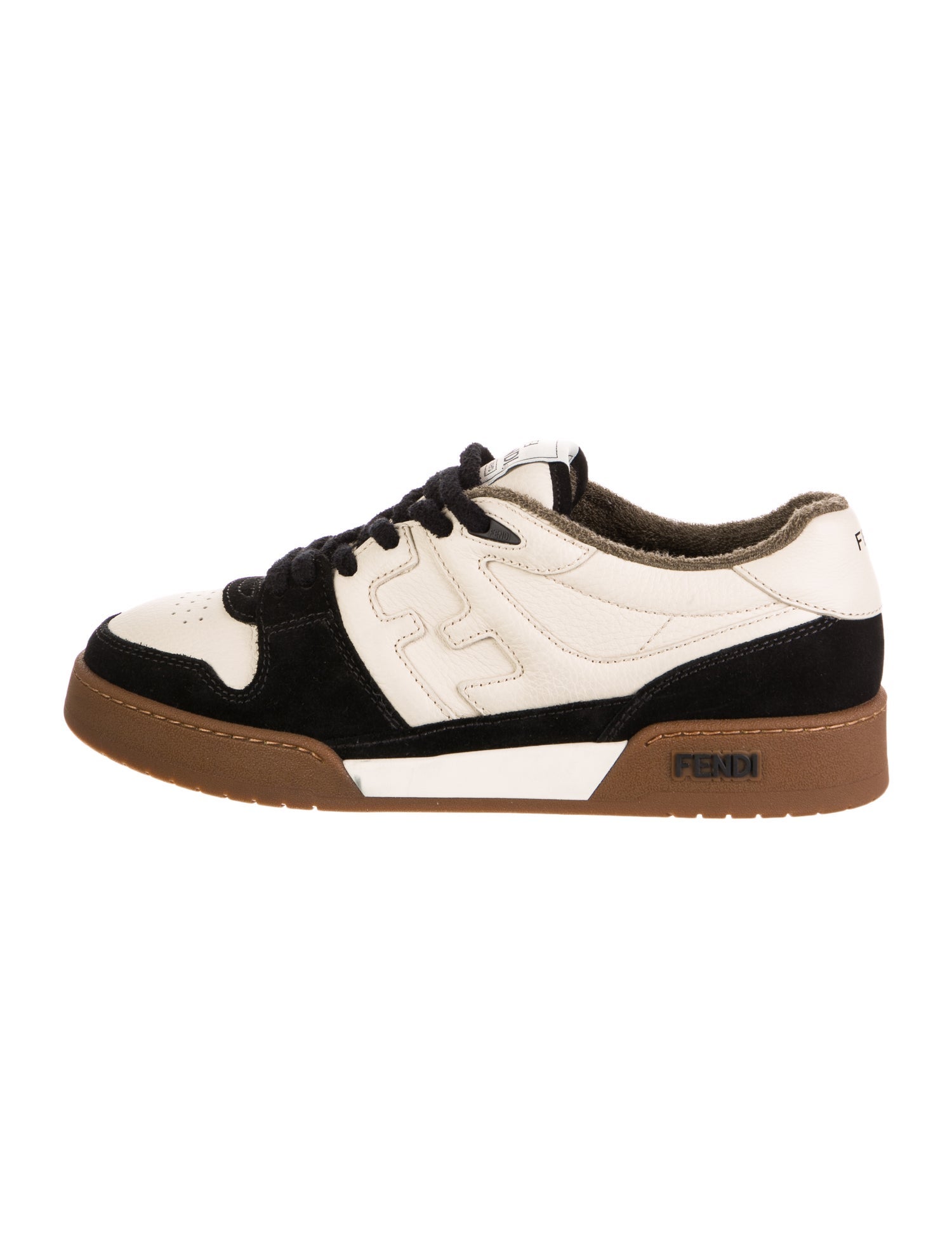 Fendi Leather Colorblock Pattern Sneakers