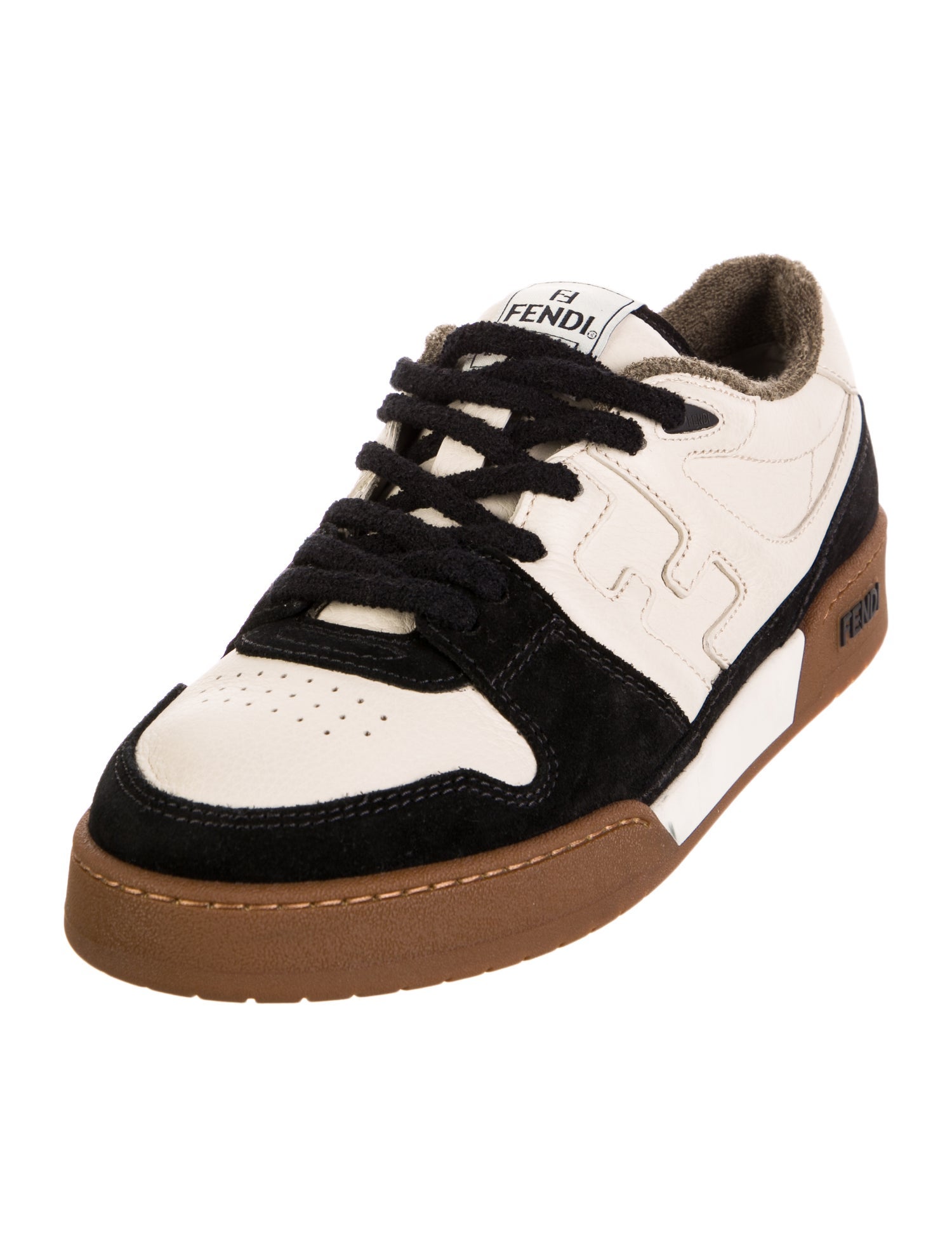 Fendi Leather Colorblock Pattern Sneakers