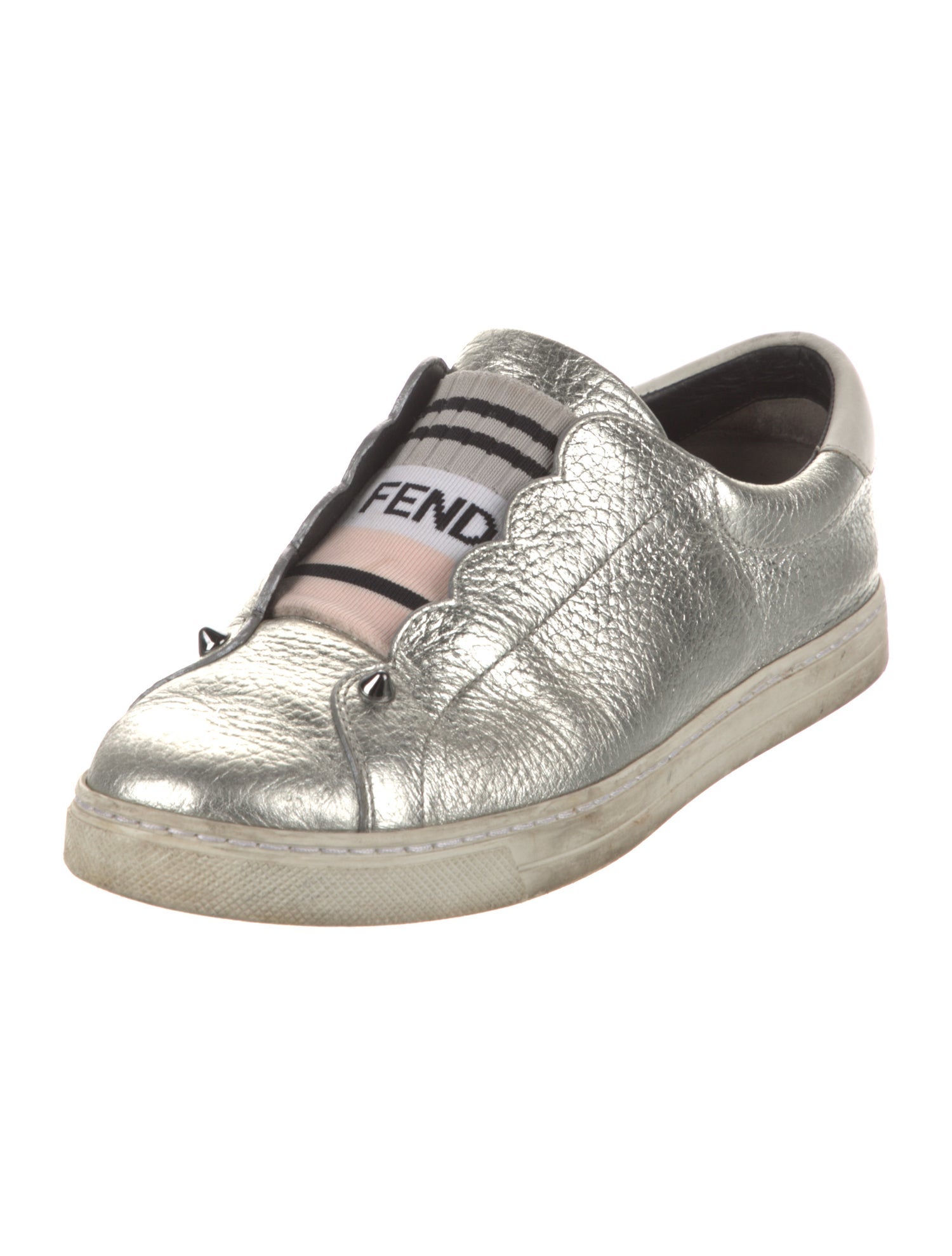 Fendi Leather Studded Accents Sneakers