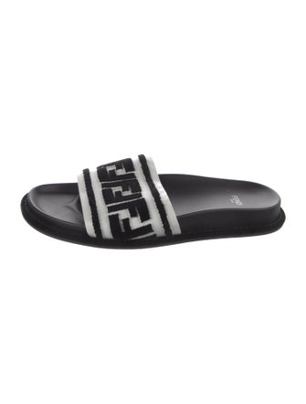 Fendi Zucca FF Logo Leather Slides