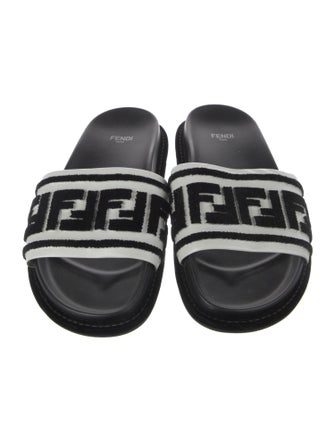 Fendi Zucca FF Logo Leather Slides
