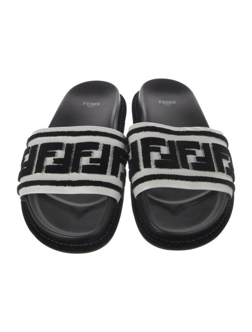 Fendi Zucca FF Logo Leather Slides