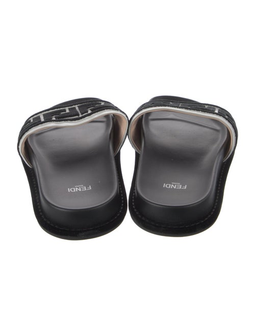 Fendi Zucca FF Logo Leather Slides