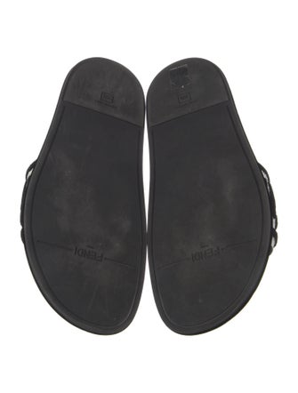 Fendi Zucca FF Logo Leather Slides